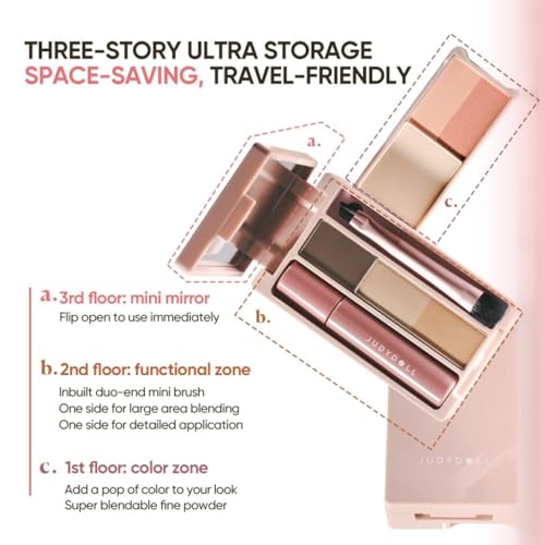 JUDYDOLL Mini Travel Makeup Palette - All-in-One With Mini Lip Gloss - Earthy Box #03