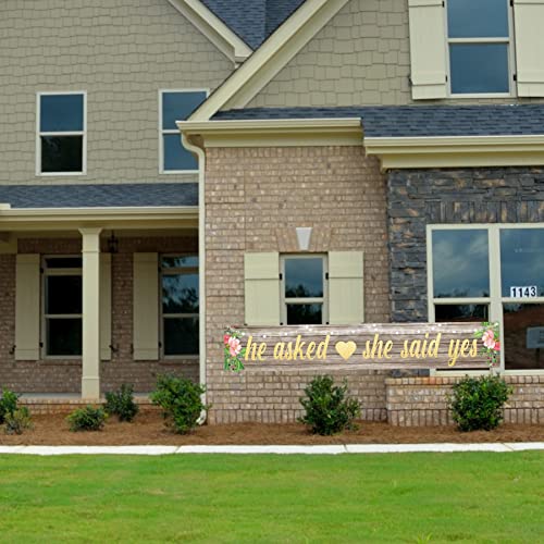 He Asked She Said Yes Wedding Banner - 9.8x1.6ft Engagement Decor