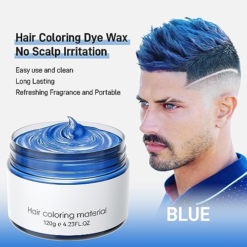 Blue Temporary Hair Color Wax - Washable Hair Dye for Women & Men, 120g