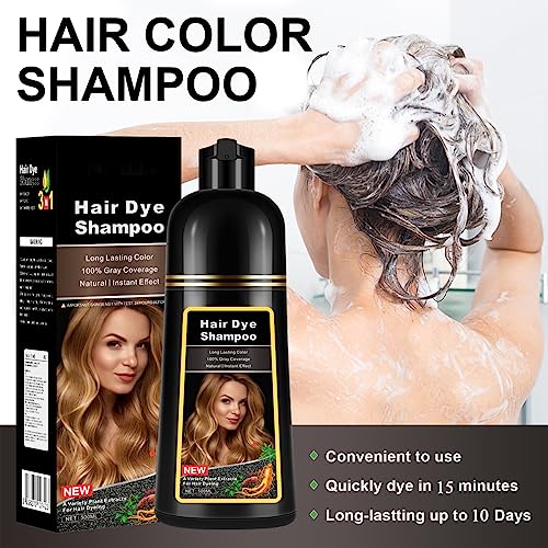 Natural Black Hair Dye Shampoo - 500ml 3-in-1 Herbal Color Coverage