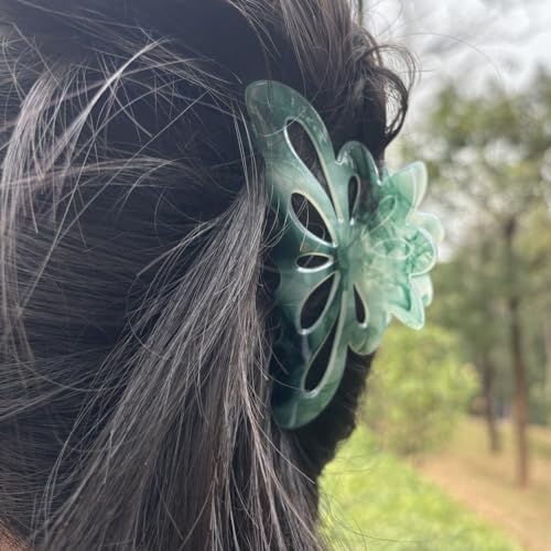 Large Hair Claw Clips - 4-Piece Non-Slip Green Jaw Clips for Thick Hair