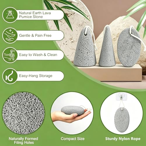 3PCS Pumice Stone Pedicure Tools Set for Exfoliating Hands & Feet