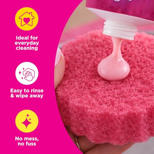 The Pink Stuff Squeezable Cleaning Paste with SQeeZY Scrubber Sponge - 300g Multi-Purpose Surface Cleaner