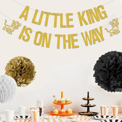 A Little King is on the Way Banner - Lion Baby Shower Decorations