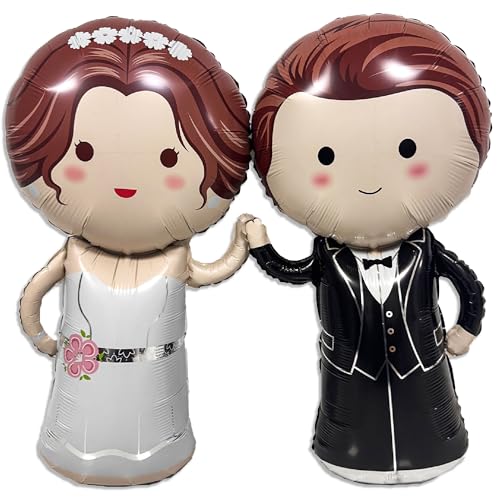 Bride and Groom Foil Balloons Set - Just Married Wedding Decor