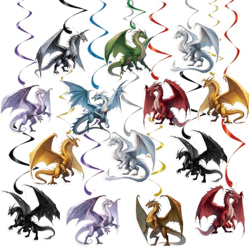 Dragon Birthday Party Decorations - 18PCS Pre-Strung Swirls