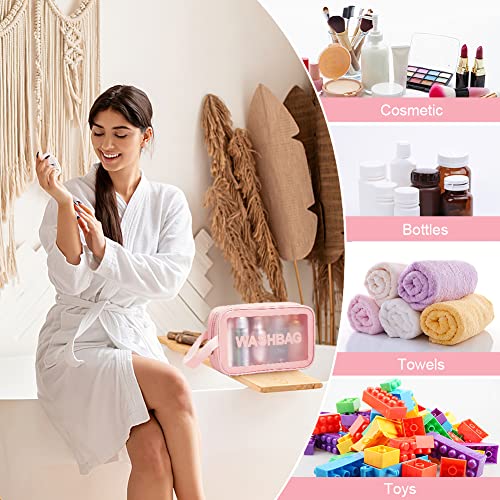 Aucuu 4-Piece Clear Toiletry Bag Set - Waterproof Travel Cosmetic Organizers