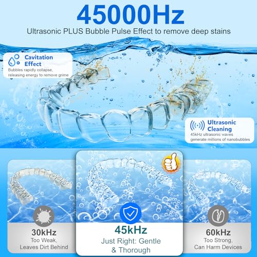Hossili Upgraded Ultrasonic Retainer Cleaner, 200ML Dental Pod - White