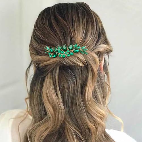 BETITETO Green Bridal Crystal Hair Comb for Wedding & Special Occasions