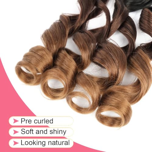 WIPPORYA French Curly Braiding Hair 12 Inch Loose Wave 6 Packs 1B/4/30
