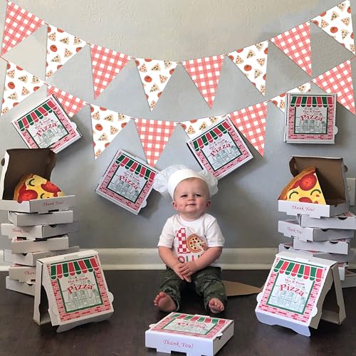 Pizza Party Pennant Banner - 3pcs Red Gingham Triangle Bunting
