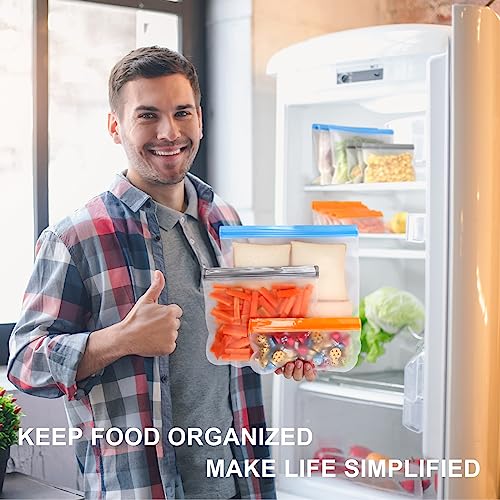 Lerine 10 Pack Reusable Freezer Bags - Dishwasher Safe, BPA-Free