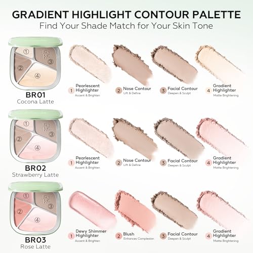 FOCALLURE 4-in-1 Highlighter and Contour Palette - Sculpting Face Powder