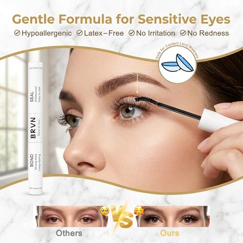 BRVN 2-in-1 Lash Bond & Seal - Waterproof Lash Cluster Glue (Clear) 2 Pack