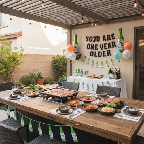 Soju Birthday Banner Decoration - Reusable 21st Party Decor