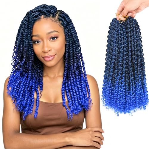 14 Inch Blue Passion Twist Crochet Hair - 6 Packs T1B/Blue#