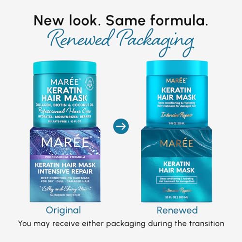 MAREE Deep Conditioning Hair Mask for Damaged Hair Treatment ? Keratin Hair Care for Hydrating Growth Repair Moisturizing ? Dry Curly Color Refreshing ? 10 Fl Oz, White