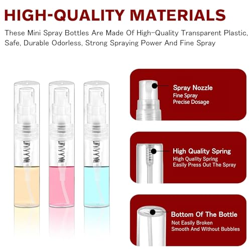 Csdtylh 120PCS 2ml Clear Travel Perfume Spray Bottles Refillable Atomizers