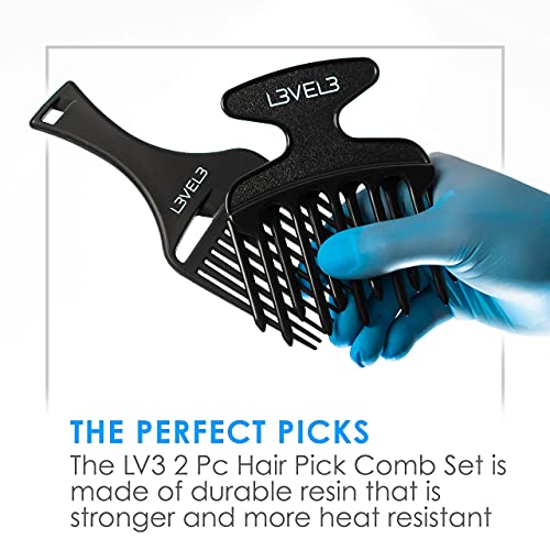 Large Level 3 Hair Pick Comb Set - Professional Salon Quality, Rounded Tips, 2 Pack