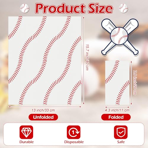Kochorie 96-Count Baseball Napkins - 7.8 x 4.3 Inches Disposable Party Supplies