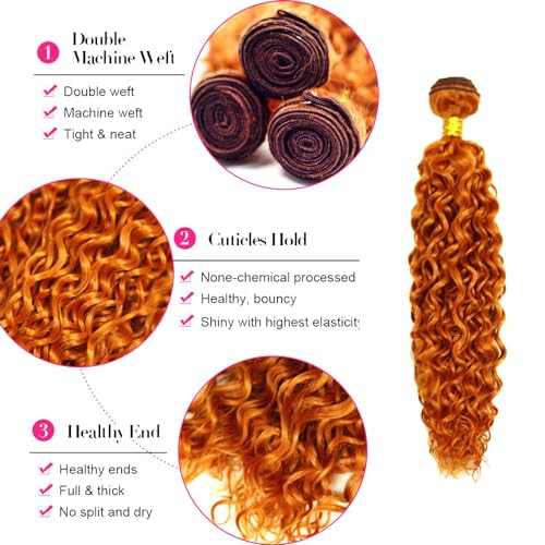 Aikebi 350 Ginger Orange Water Wave Human Hair Bundles 8-12 Inch