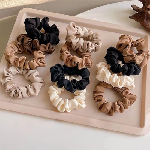 24 Pcs Satin Silk Scrunchies - Soft Hair Ties for Women