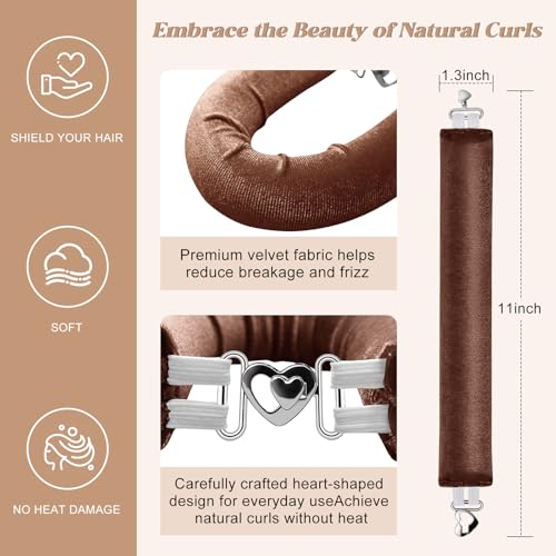 Heatless Curling Set for Overnight Hair Styling - 4 Multi-Tonal Velvet Rollers