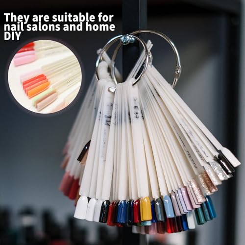 Large 300 Pcs Nail Sample Swatch Sticks with Rings for Nail Art Display