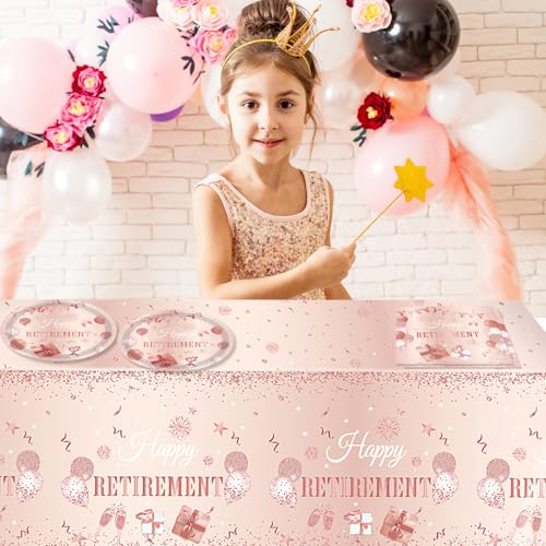 Rose Gold Retirement Party Supplies Set - 41 Pieces Tableware for 20 Guests