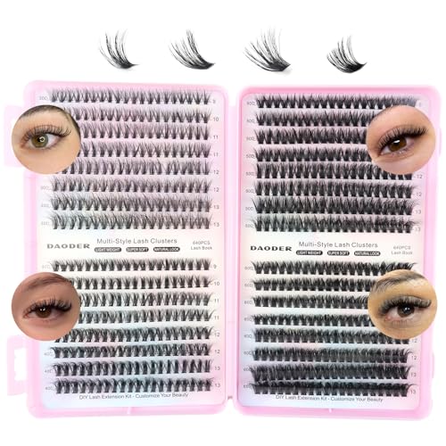 DAODER Cluster Lashes 640pcs Wispy Lash Extensions 9-13mm D Curl