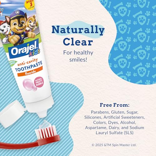 Orajel Paw Patrol Kids Fluoride Toothpaste 4-Pack, Fruity Flavor