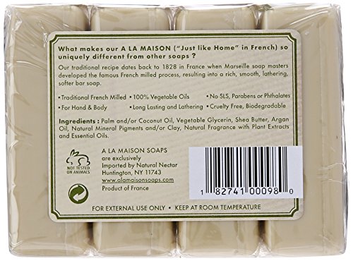 A LA MAISON Rosemary Mint Triple Milled Natural Hand Soap - Set of 4 Bars, 3.5 oz Each