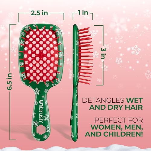 FHI Heat UNbrush Mini Detangler Brush - Snowy Pine Green - Pain-Free Hair