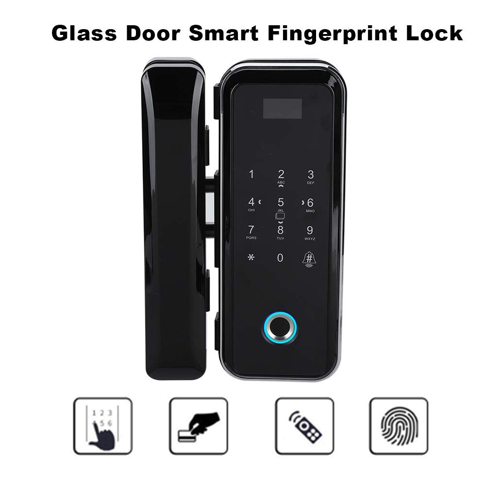 Keyless Entry Door Lock with Keypad, Fingerprint Smart Lock, Electronic Smart Glass Door Lock Password Door Access Control System Fingerprint/Password/Swipe/Remote Unlock for Home Office