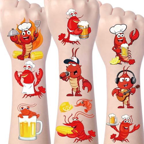 Yoyuspy Crawfish Temporary Tattoos - 200+ Crawfish Boil Party Supplies & Decorations