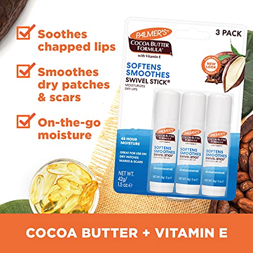 Palmer's Cocoa Butter Lip & Body Moisturizer Sticks Pack of 3 - Face & Lip Balm with Shear & Vitamin E