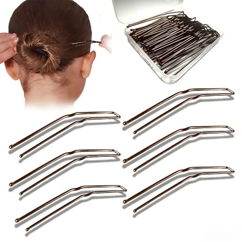 36 Pcs U-Shaped Hair Pins, 3-Inch Brown Bobby Pins for Buns and Updos