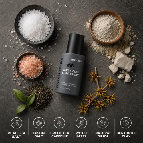 BRIGHTSIDE Sea Salt Spray for Men – 3oz Travel Size, Volumizing & Texturizing