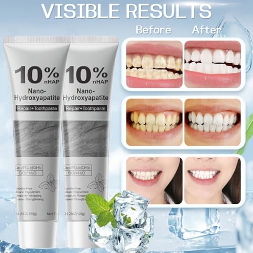 Fluoride-Free Hydroxyapatite Toothpaste - 10% Nano Formula, 4.23oz (2 Pack)