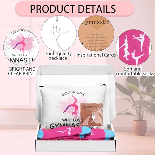 Gymnastics Gift Set for Women - 5 Piece Makeup Bag, Necklace & Socks