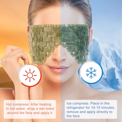 Jade Eye Mask - Large Cooling Eye Cover for Hot & Cold Therapy, No Ear Straps