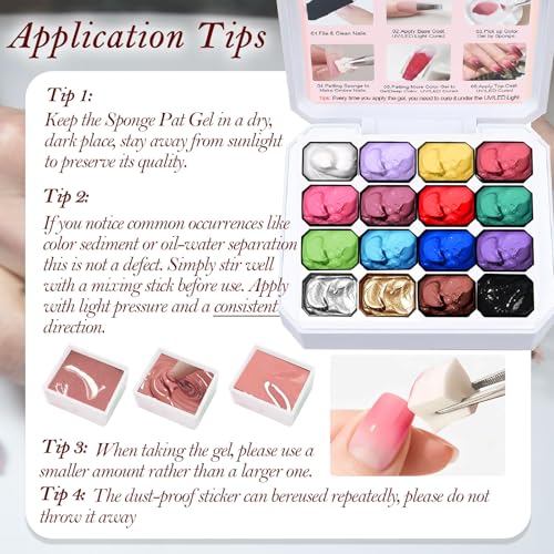 NAILGIL 16-Color Sponge Gel Nail Art Kit for Ombre & Gradient Designs