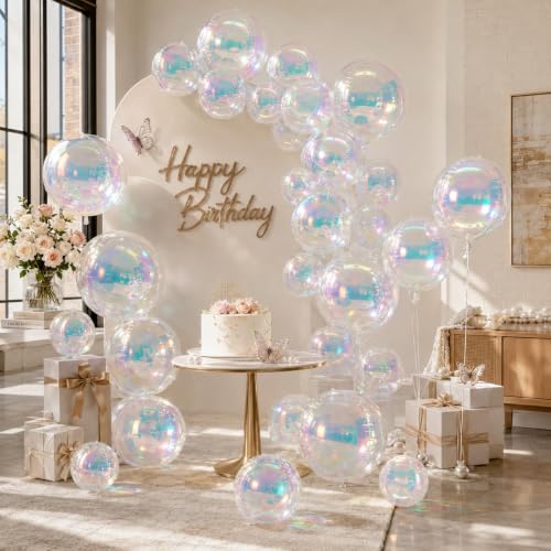 15 Pcs Iridescent Foil Balloons Set for Mermaid Parties