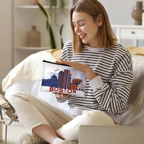 6 Pcs Boston Souvenir Cosmetic Bags - Travel Makeup Pouch Set