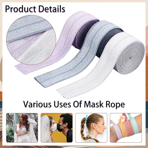 WILLBOND 40 Yards Fold-Over Elastic Ribbon 5/8" Wide, Morandi Colors