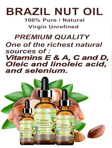 Botanical Beauty Organic Brazil Nut Oil - 2 Fl Oz for Skin, Hair, and Nails