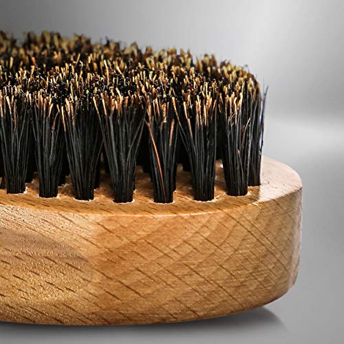 BRV MEN Beard Brush with First-Cut Boar Bristles and Beechwood Handle