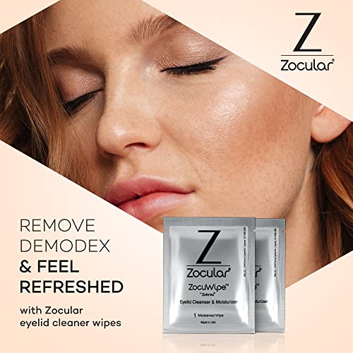 Zocular Zocuwipe Eyelid Wipes with Natural Okra Complex ? Gentle Eyelid Cleansing & Moisturizing Pads ? 40 Count