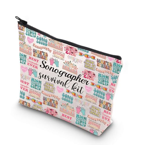 Sonographer Makeup Bag - Canvas Travel Cosmetic Pouch for Ultrasound Techs