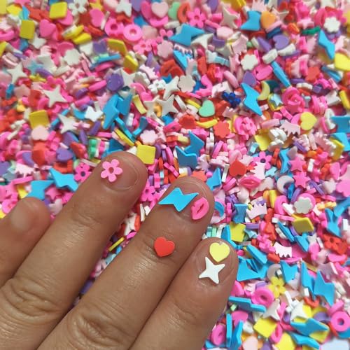 Mix 40g Mini Polymer Fimo Slices for Nail Art & Craft Design - Lips & Stars